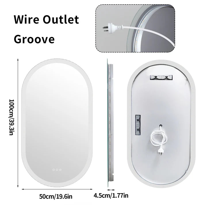 Arched Oval Large Backlit Light LED Makeup Bathroom Smart Bathroom Illumination Mirror, Wall Mounted, Anti-Fog