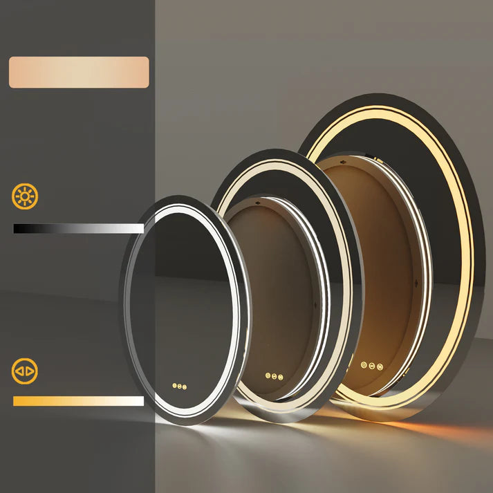 OVAL Double Light LED Illuminated Smart Bathroom Illumination Mirror, Wall Mounted, Anti-Fog