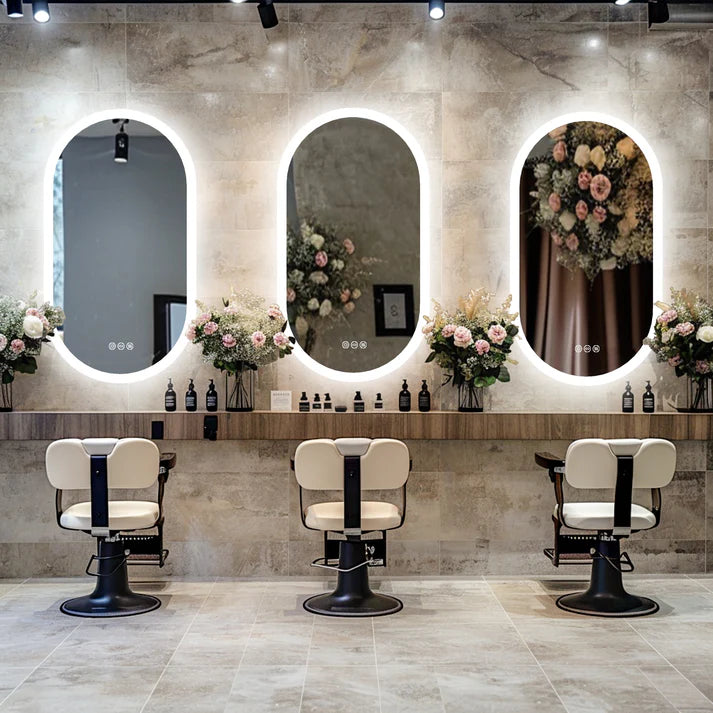 Arched Oval Large Backlit Light LED Makeup Bathroom Smart Bathroom Illumination Mirror, Wall Mounted, Anti-Fog