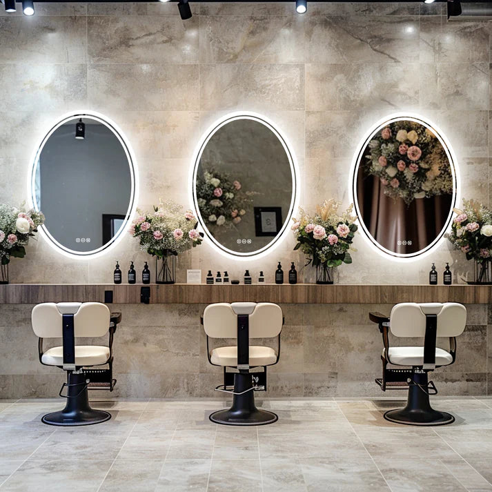 Oval Backlit Light LED Makeup Bathroom Mirror, Wall Mounted Vanity Mirror, Frameless ,Anti-Fog