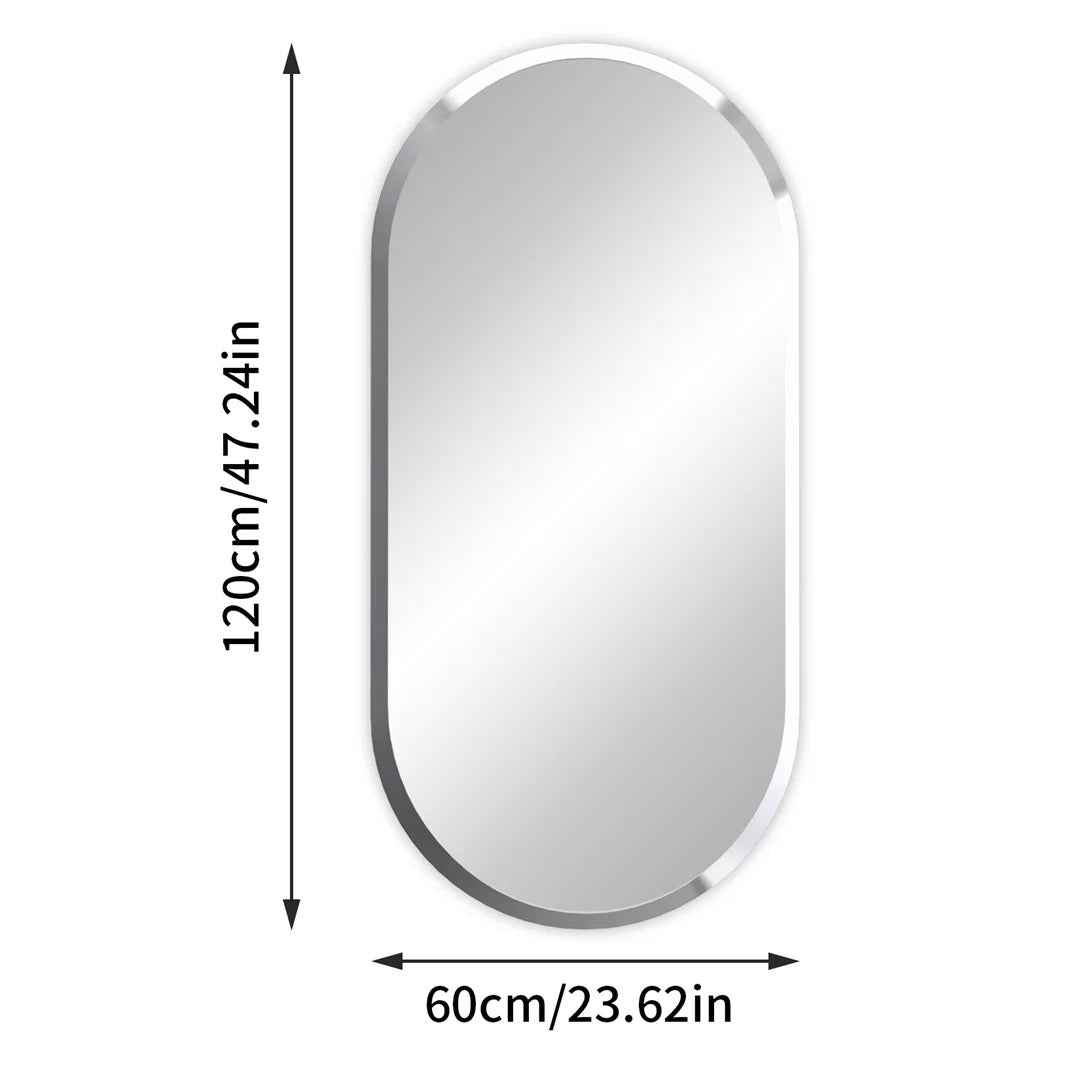 Long Oval Bathroom Mirror, Classic Vanity Mirror with Beveled Edge.