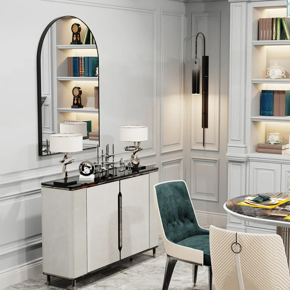 Home Arch Decorative Mirror with Black Arched Frame for Bathroom, Entryway, Living Room