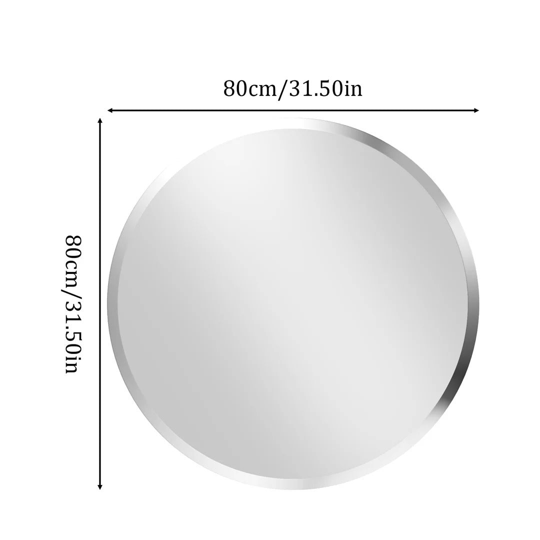 Frameless Round Bathroom Vanity Mirror – Circle Wall Decor Mirror with Polished Beveled Edge for Living Room