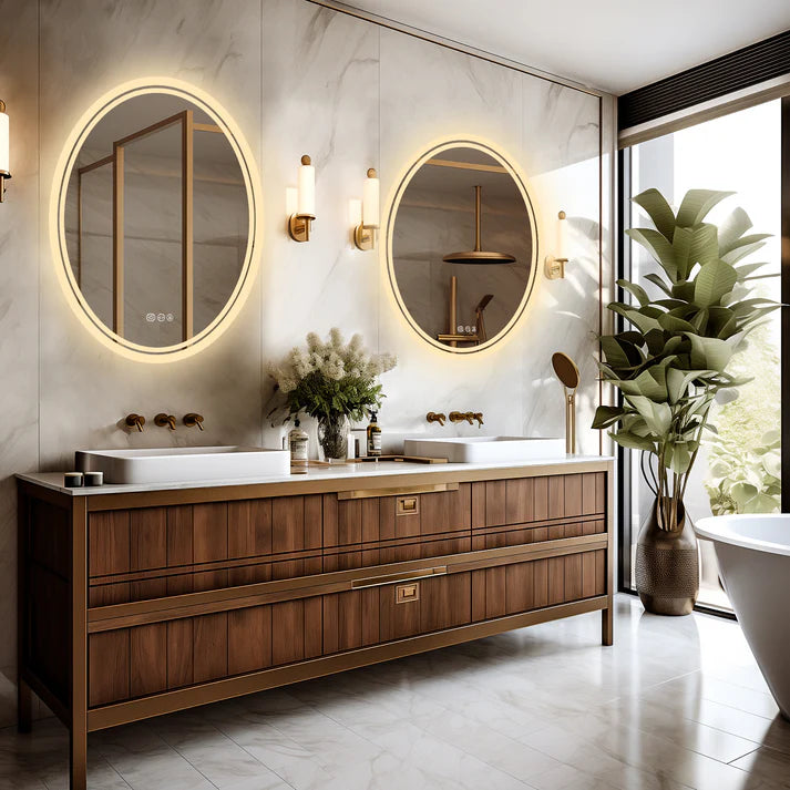 Oval Backlit Light LED Makeup Bathroom Mirror, Wall Mounted Vanity Mirror, Frameless ,Anti-Fog