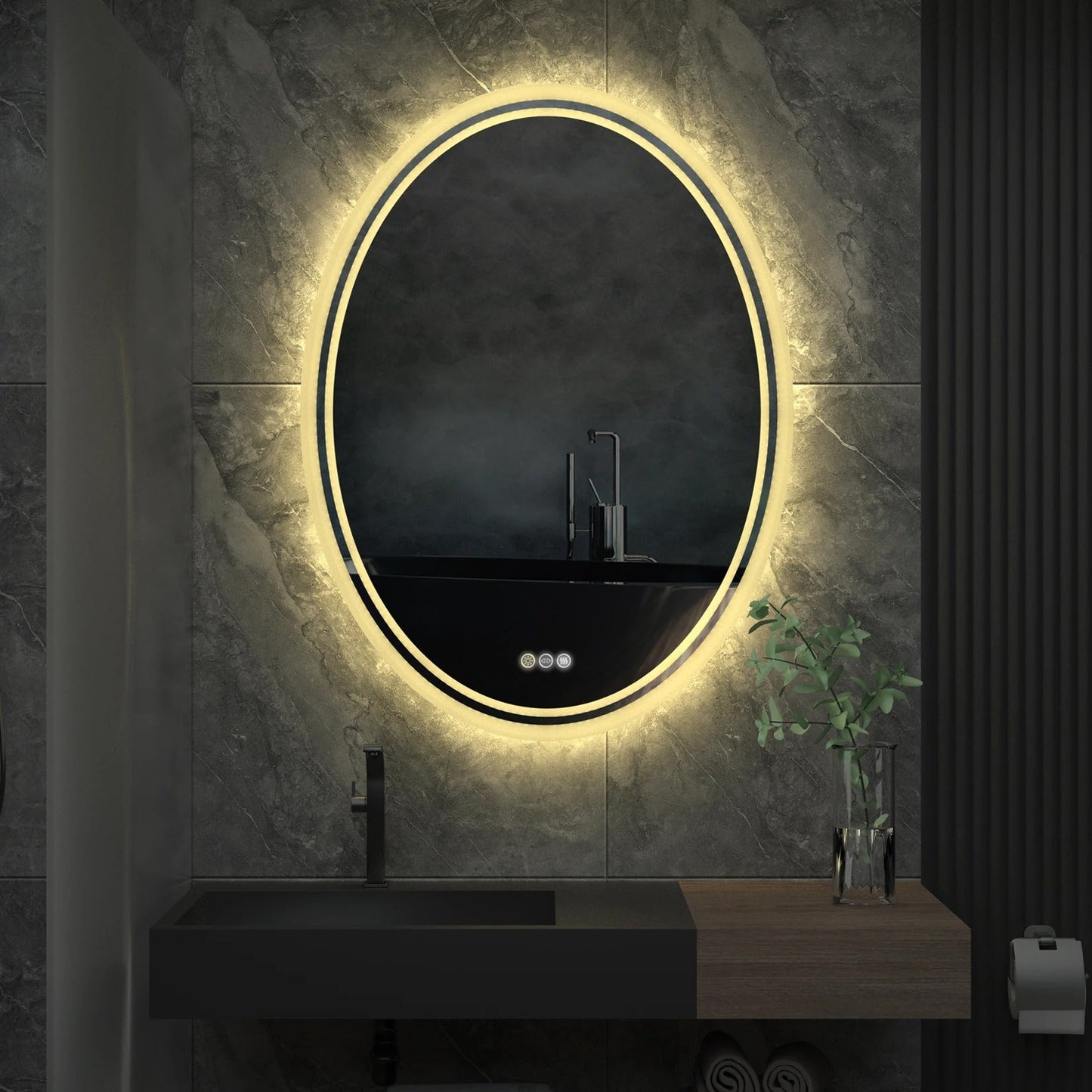 Oval Backlit Light LED Makeup Bathroom Mirror, Wall Mounted Vanity Mirror, Frameless ,Anti-Fog