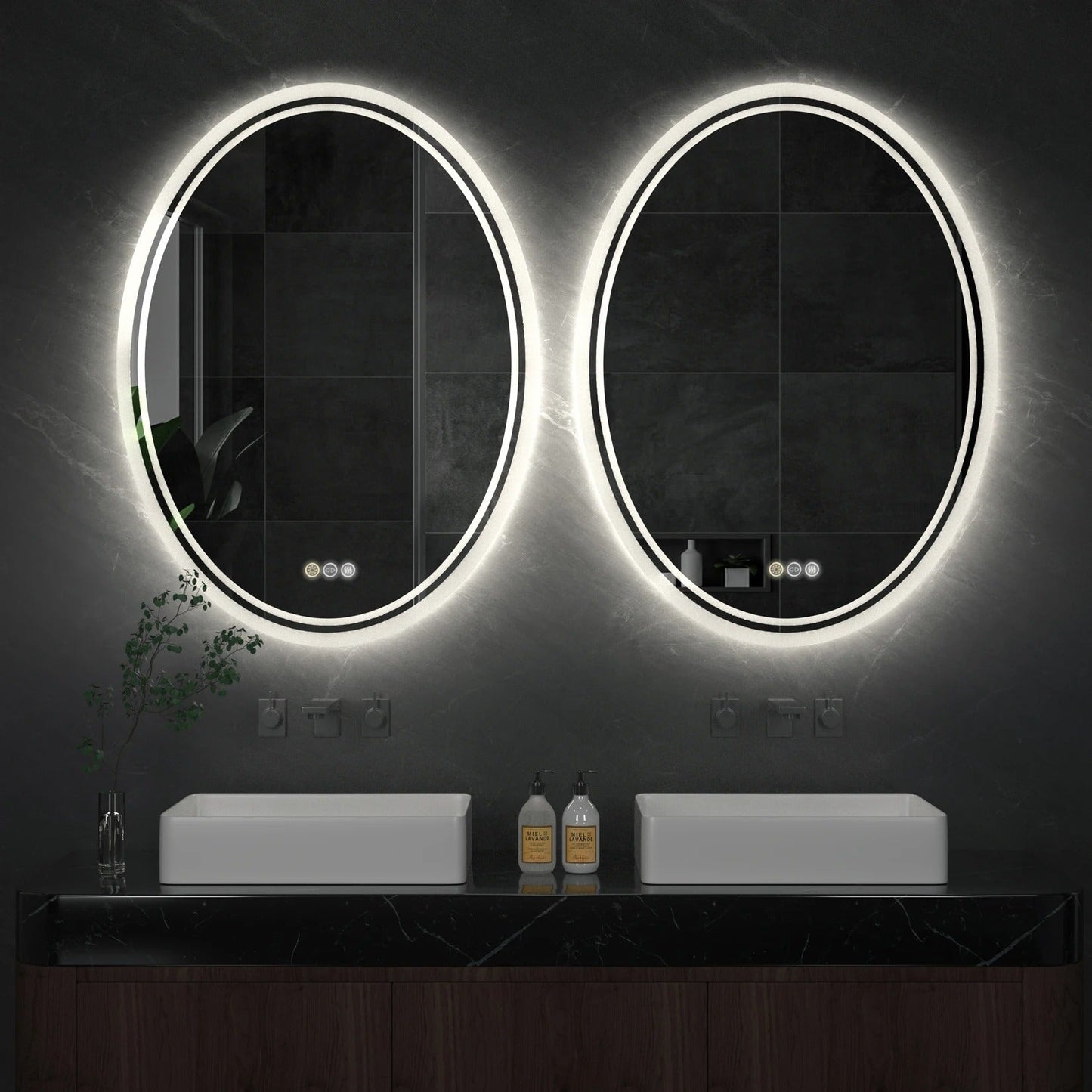 Oval Backlit Light LED Makeup Bathroom Mirror, Wall Mounted Vanity Mirror, Frameless ,Anti-Fog