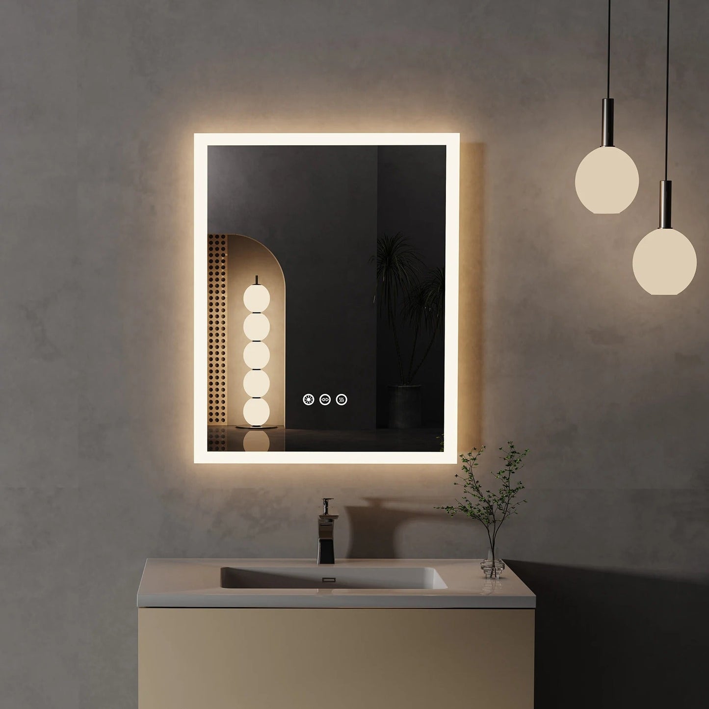Rectangle Front light Smart LED Bathroom Mirror with Anti-Fog, Wall Mounted Vanity Mirror with Smart Touch Button, Memory Function