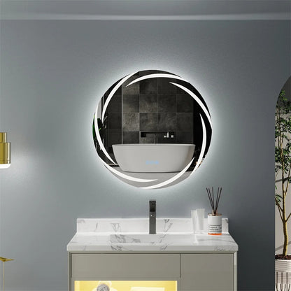 HaloGlow Round Backlit LED Bathroom Mirror, Anti-Fog, Memory Smart LED Mirror