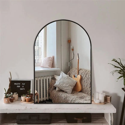 Home Arch Decorative Mirror with Black Arched Frame for Bathroom, Entryway, Living Room