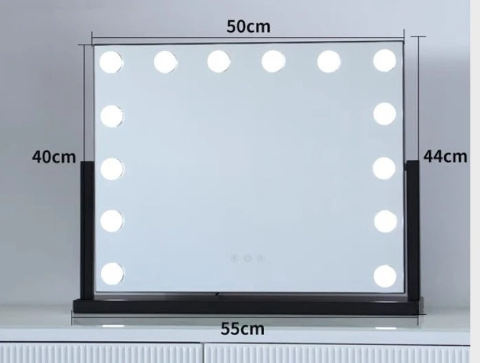 Large Vanity Makeup Mirror with 14 LED Bulbs – 3 Color Modes, Hollywood Mirror for Dressing Room & Bedroom