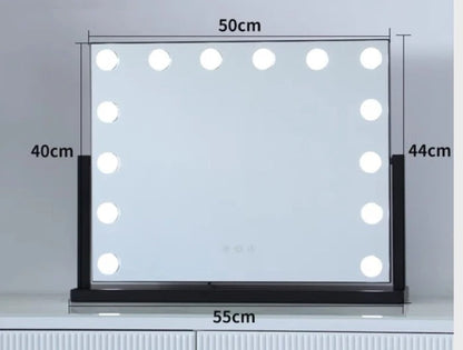 Large Vanity Makeup Mirror with 14 LED Bulbs – 3 Color Modes, Hollywood Mirror for Dressing Room & Bedroom