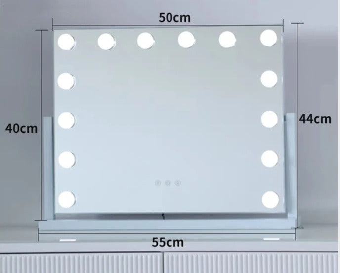 Large Vanity Makeup Mirror with 14 LED Bulbs – 3 Color Modes, Hollywood Mirror for Dressing Room & Bedroom
