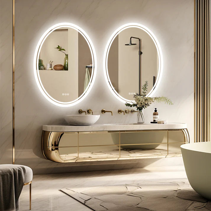 Oval Backlit Light LED Makeup Bathroom Mirror or Wall Mounted, Vanity Mirror  Frameless ,Anti-Fog