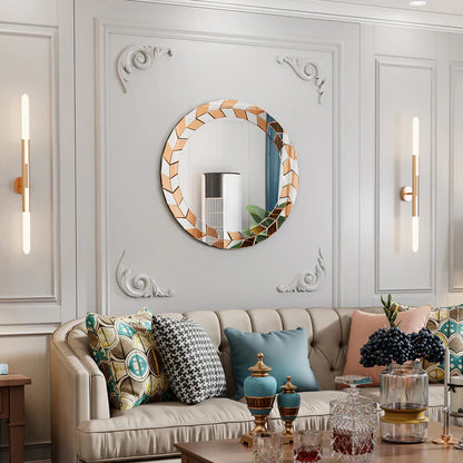 Beveled Edge Glass Round Wall Decorating Mirror