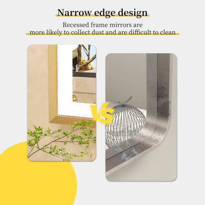 Rectangle Golden Aluminum Alloy Frame Front Light LED Smart Bathroom Illumination Mirror, Wall Mounted, Anti-Fog