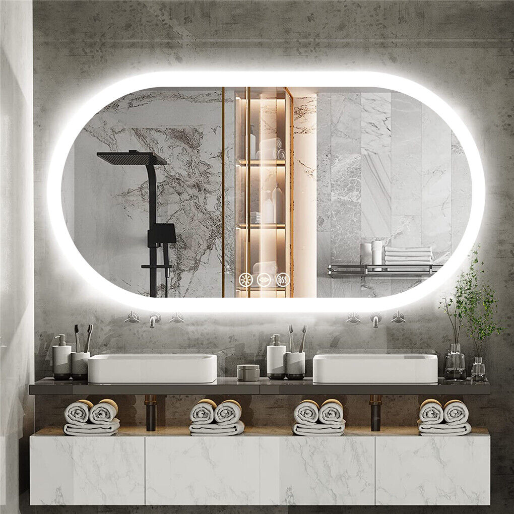 Backlit Light Oval Arched Large LED Makeup Bathroom Mirror, Anti-Fog ...