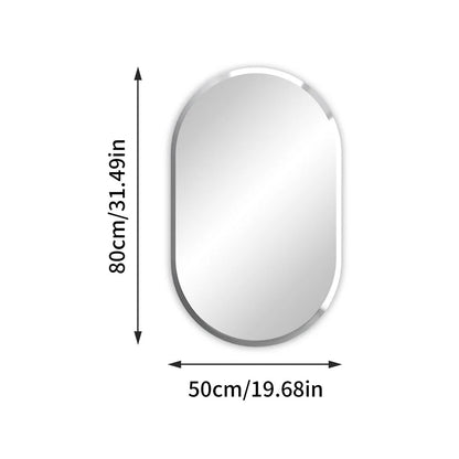 Frameless Long Oval Bathroom Vanity Mirror – Silver Glass Wall Mirror with Beveled Edge for Bathroom & Entryway