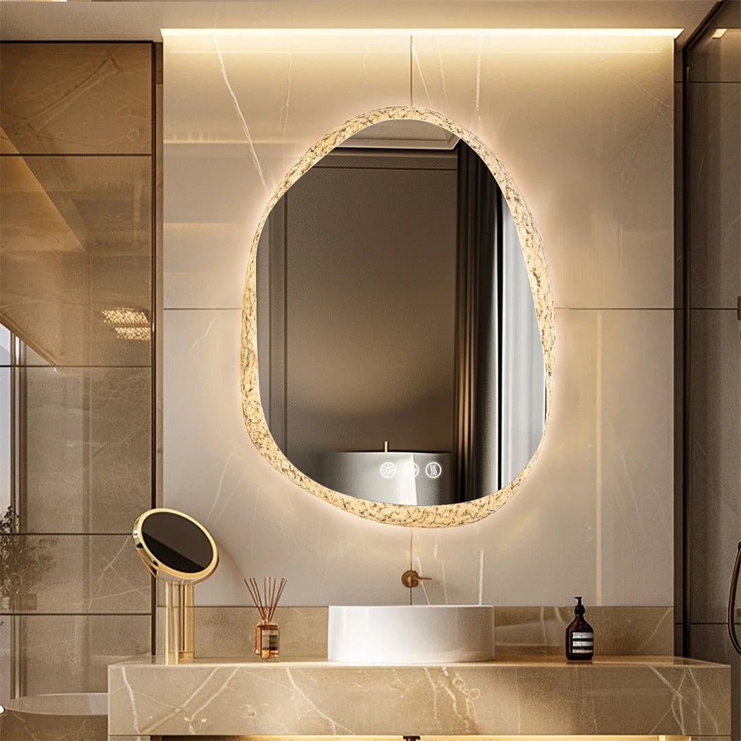 Unique Designed Frameless LED Backlit Bathroom Mirror, Irregular Shape LED Bathroom Mirror