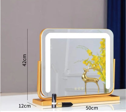 Large Vanity Makeup Mirror with Light – Detachable 15X Magnifier, 3 Color Modes, Touch Control & 360° Rotation