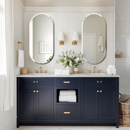Long Oval Bathroom Mirror, Classic Vanity Mirror with Beveled Edge.