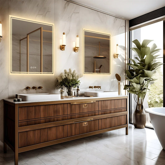 Square Backlit Light LED Makeup Bathroom Mirror or Wall Mounted, Vanity Mirror  Frameless ,Anti-Fog