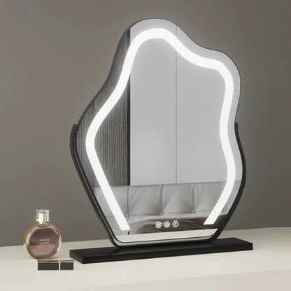 Cloud-Shaped LED Vanity Mirror with Dimmable Lights, 3 Touch Modes & 360° Rotation – LED Makeup Mirror