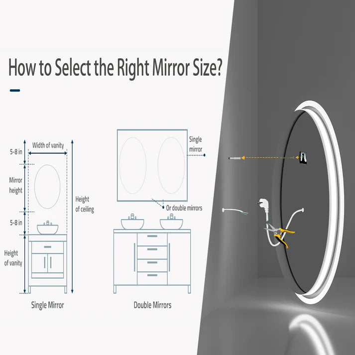 Oval Backlit Light LED Makeup Bathroom Mirror or Wall Mounted, Vanity Mirror  Frameless ,Anti-Fog