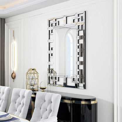 High-grade Wall Decorative Mirror with Silver Polished Hollow-out Mirrors for Home Hotel