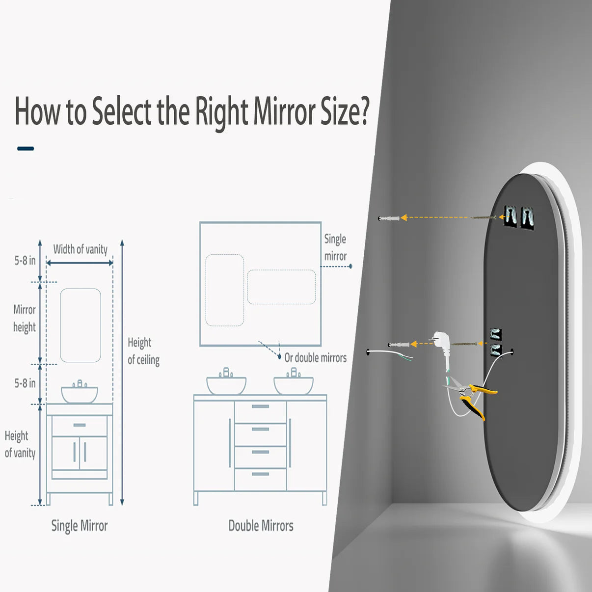 Oval Arched Large Backlit Light Oval Arched Large LED Makeup Bathroom Mirror, Anti-Fog, 3-Color Smart Mirrors