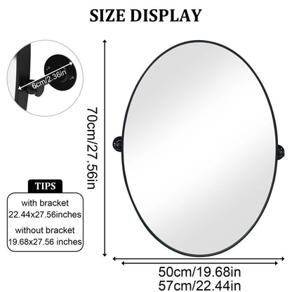Black Oval Pivot Bathroom Mirror with Adjustable Tilt – 50 × 70 cm