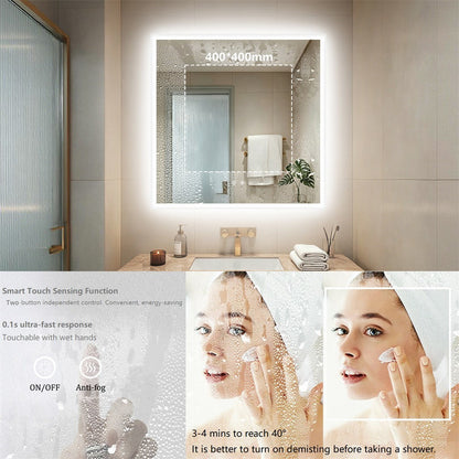 Large Square LED Bathroom Mirror with Anti-Fog