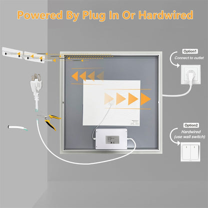 Large Square LED Bathroom Mirror with Anti-Fog