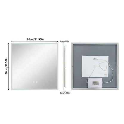 Large Square LED Bathroom Mirror with Anti-Fog