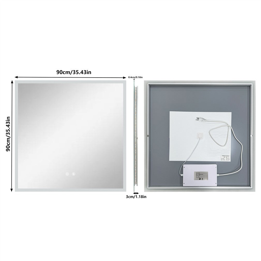 Large Square LED Bathroom Mirror with Anti-Fog