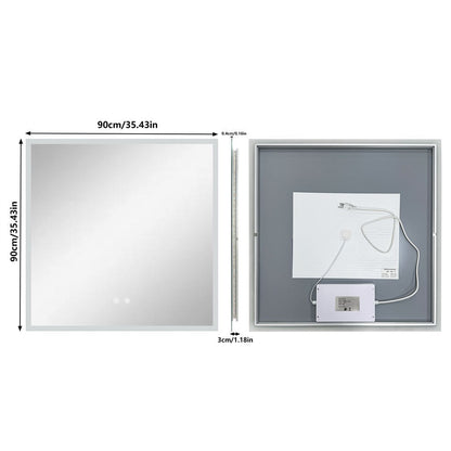 Large Square LED Bathroom Mirror with Anti-Fog