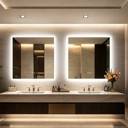Large Square LED Bathroom Mirror with Anti-Fog