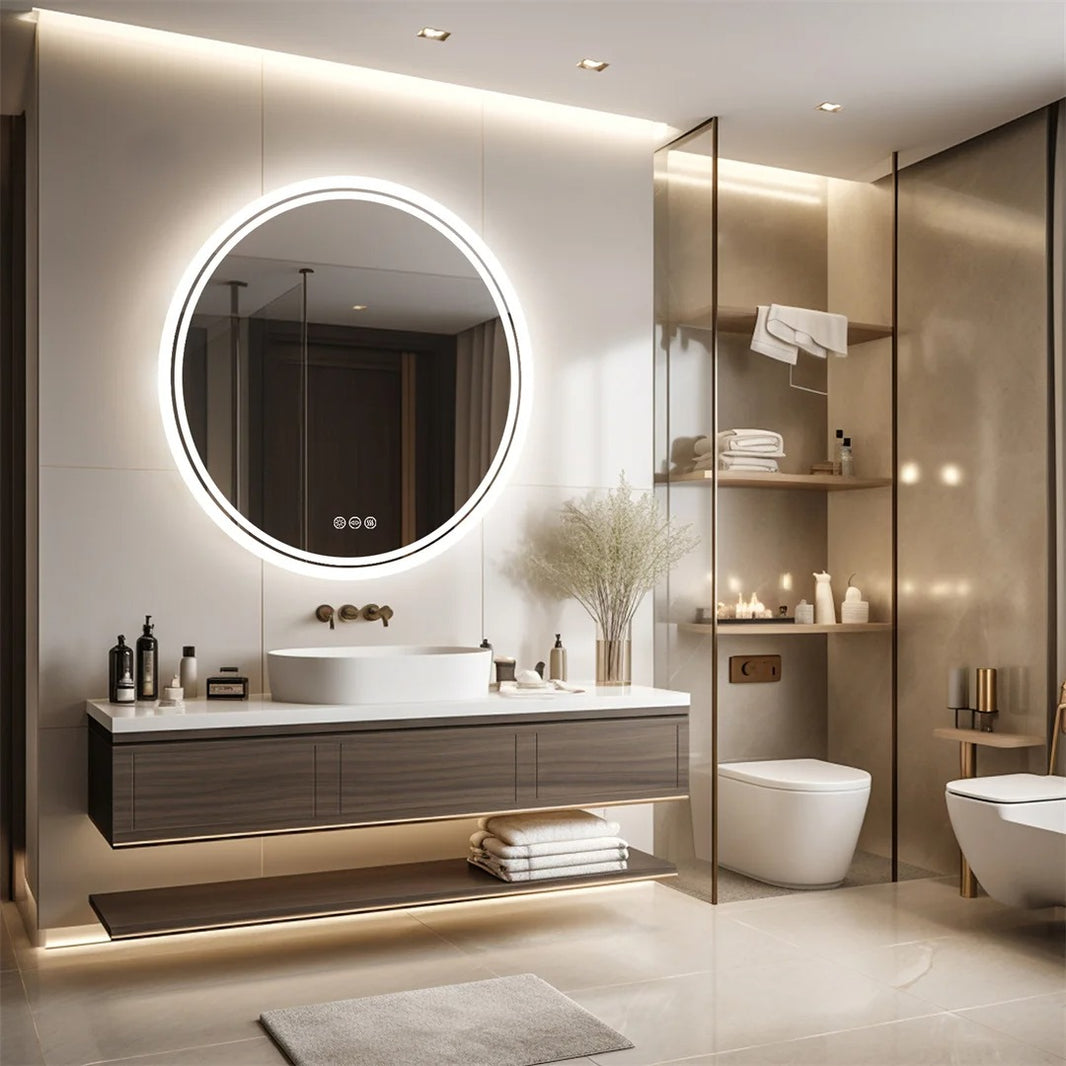 Round Bathroom Mirrors with Lights | Modern & Anti-Fog Circular Designs