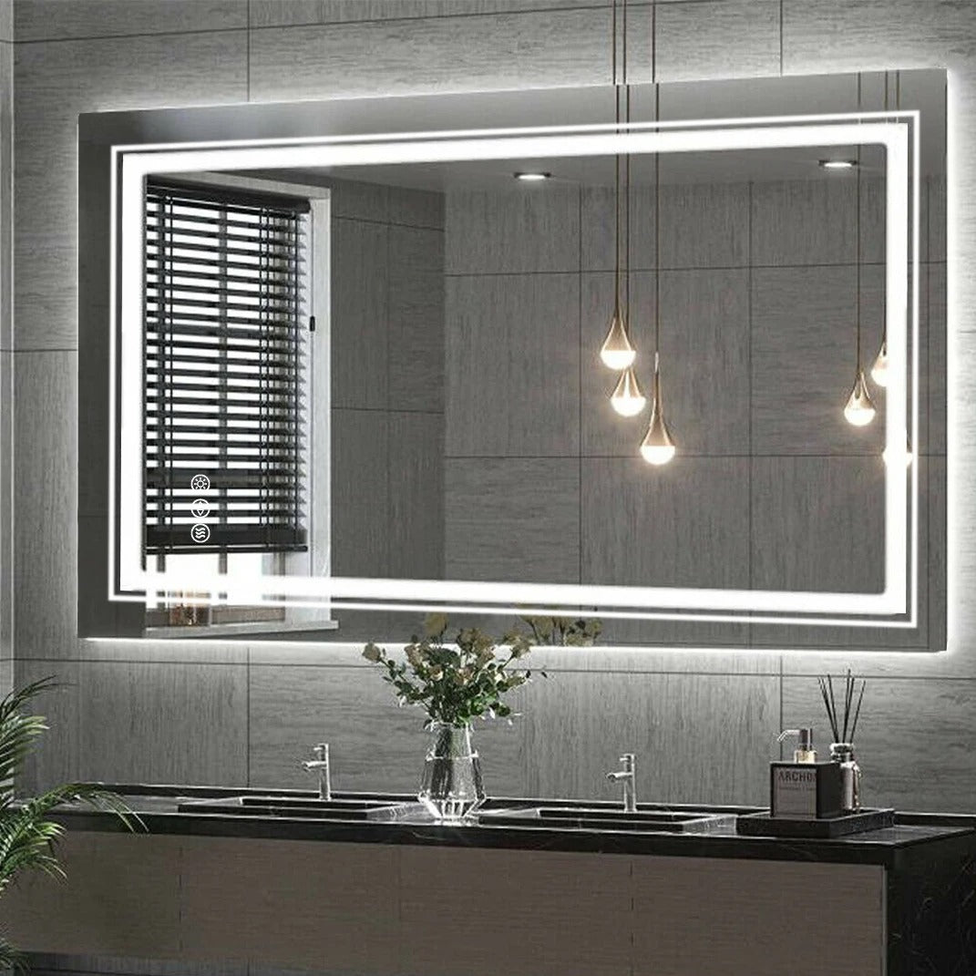 File Mirror Led Rectangle Double LED Mirror | Lighted Mirror | LED Mirror World AU