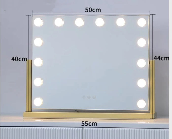 Large Vanity Makeup Mirror with 14 LED Bulbs – 3 Color Modes, Hollywood Mirror for Dressing Room & Bedroom