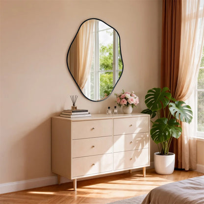Irregular Wall Mirror with Black Aluminium Frame – 3 Sizes