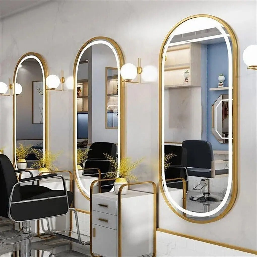Frontlit Oval LED Mirror, Gold Aluminum Frame, Defog, 3 Colors and Memory Function