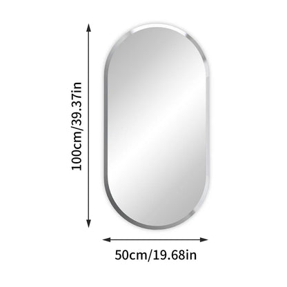 Long Oval Bathroom Mirror, Classic Vanity Mirror with Beveled Edge.