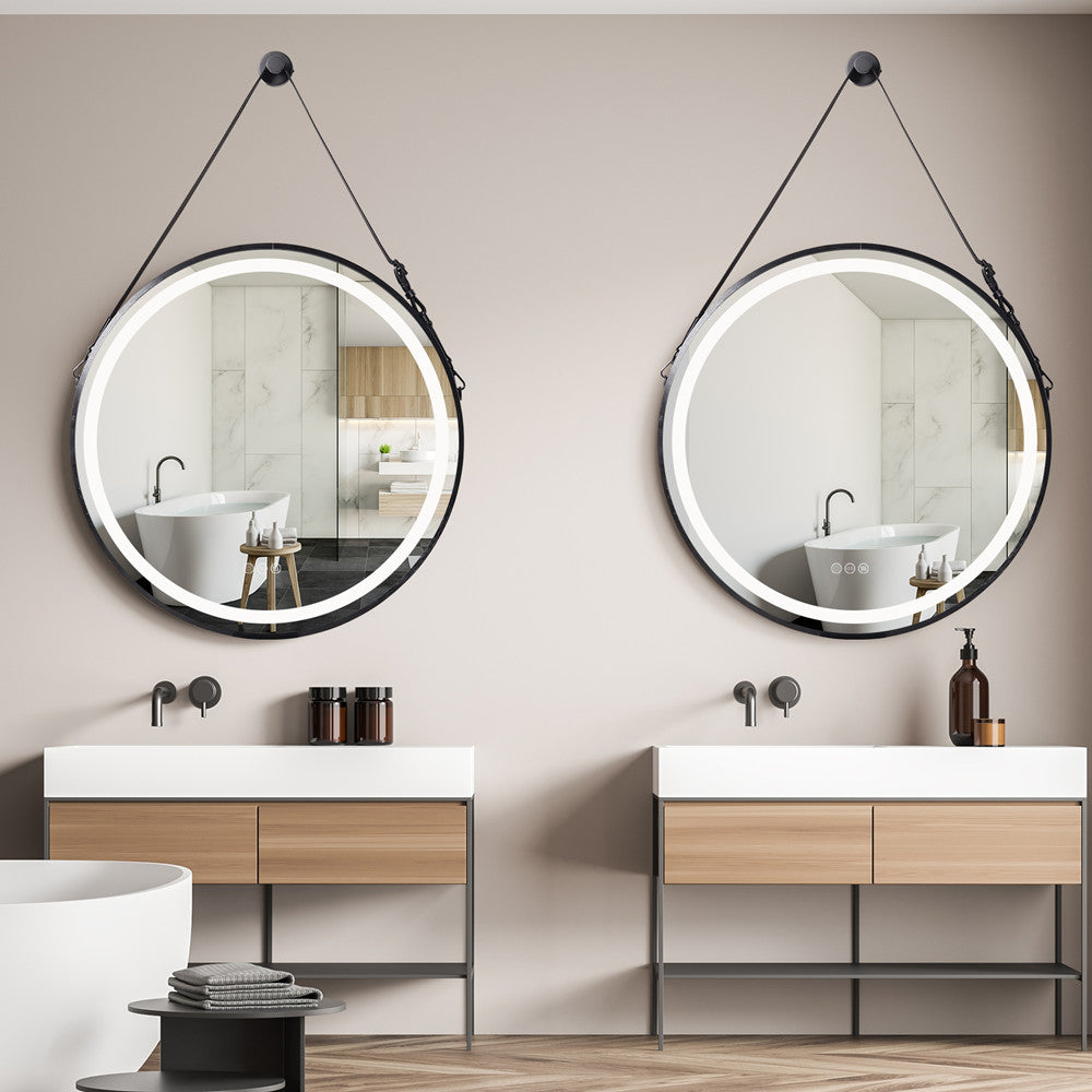 Black Round LED Mirror | Wall-mounted Mirror | LED Mirror World AU