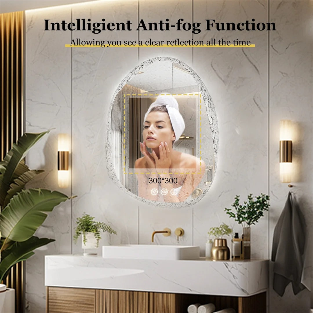 Unique Designed Frameless LED Backlit Bathroom Mirror, Irregular Shape LED Bathroom Mirror