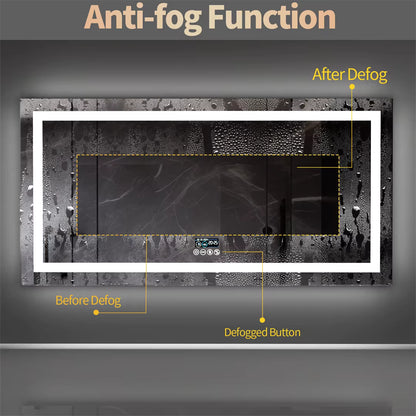 Extra Large Rectangle RGB Smart Mirror with Bluetooth & Date/Temperature Display