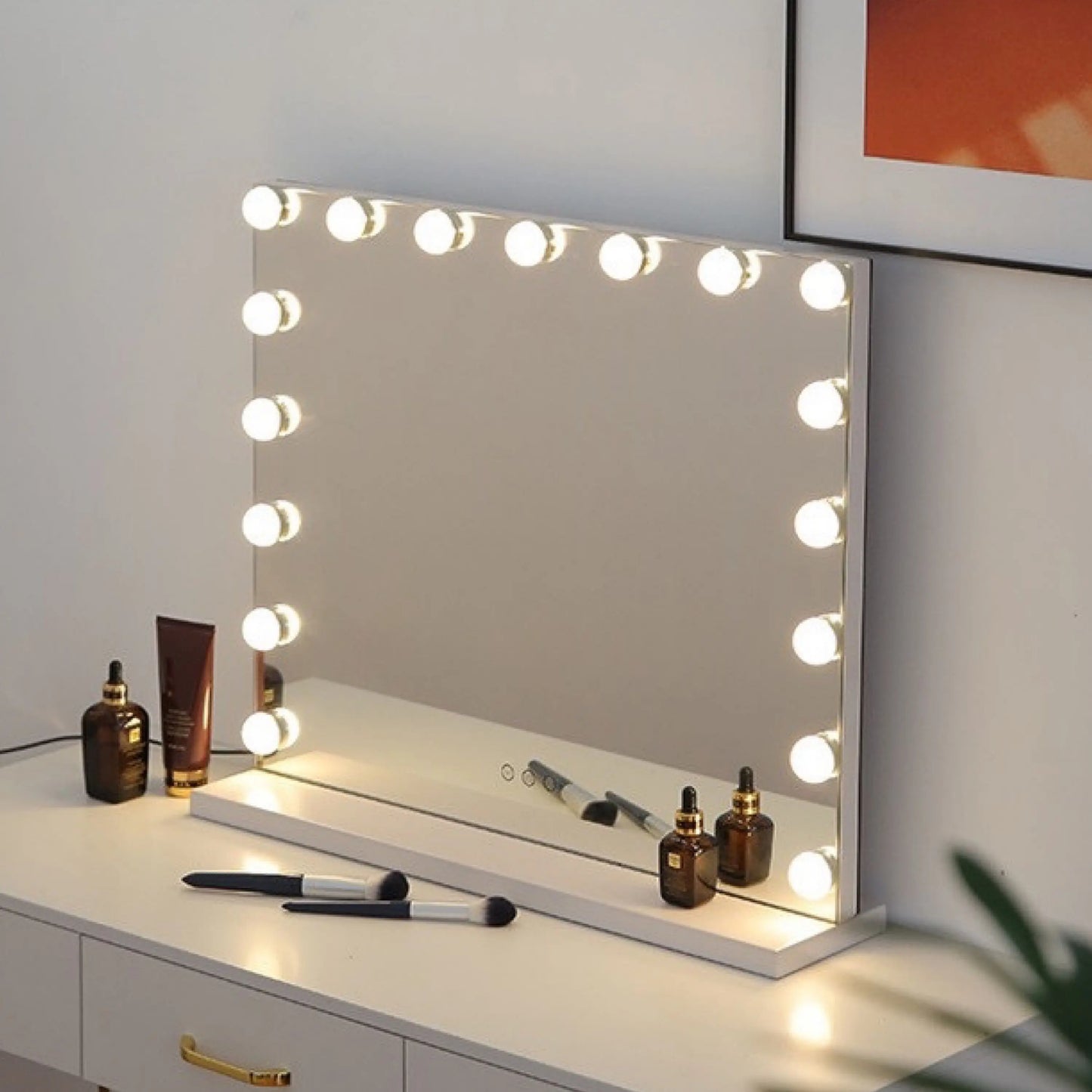 Large Vanity Mirror with 17 LED Bulbs - 3-Color Lighting for Makeup and Dressing Table