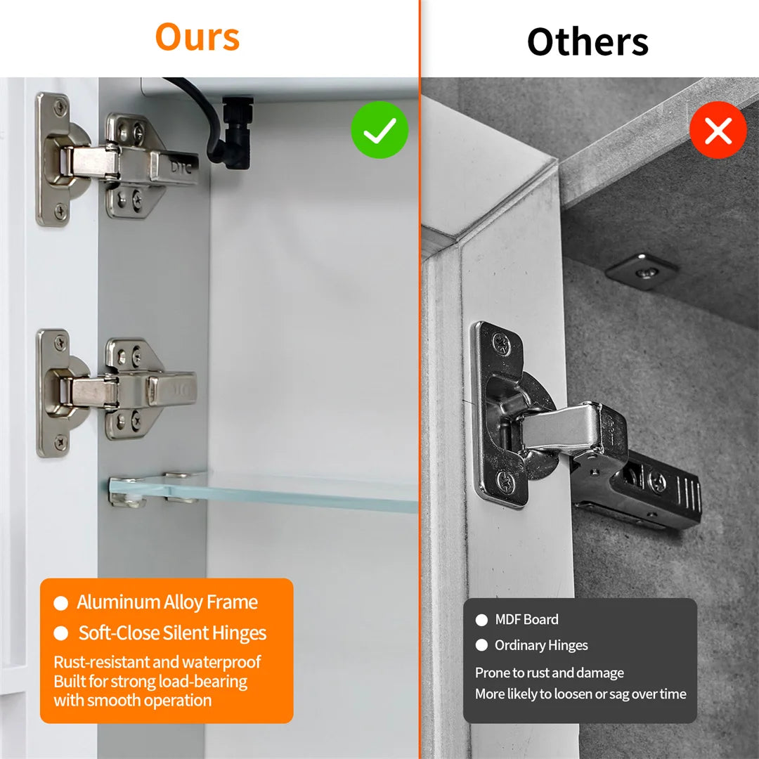 Smart LED Bathroom Mirror Cabinet with Bluetooth Speaker, Music Control, Anti-fog,Front Light