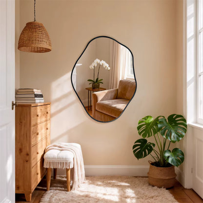 Irregular Wall Mirror with Black Aluminium Frame – 3 Sizes
