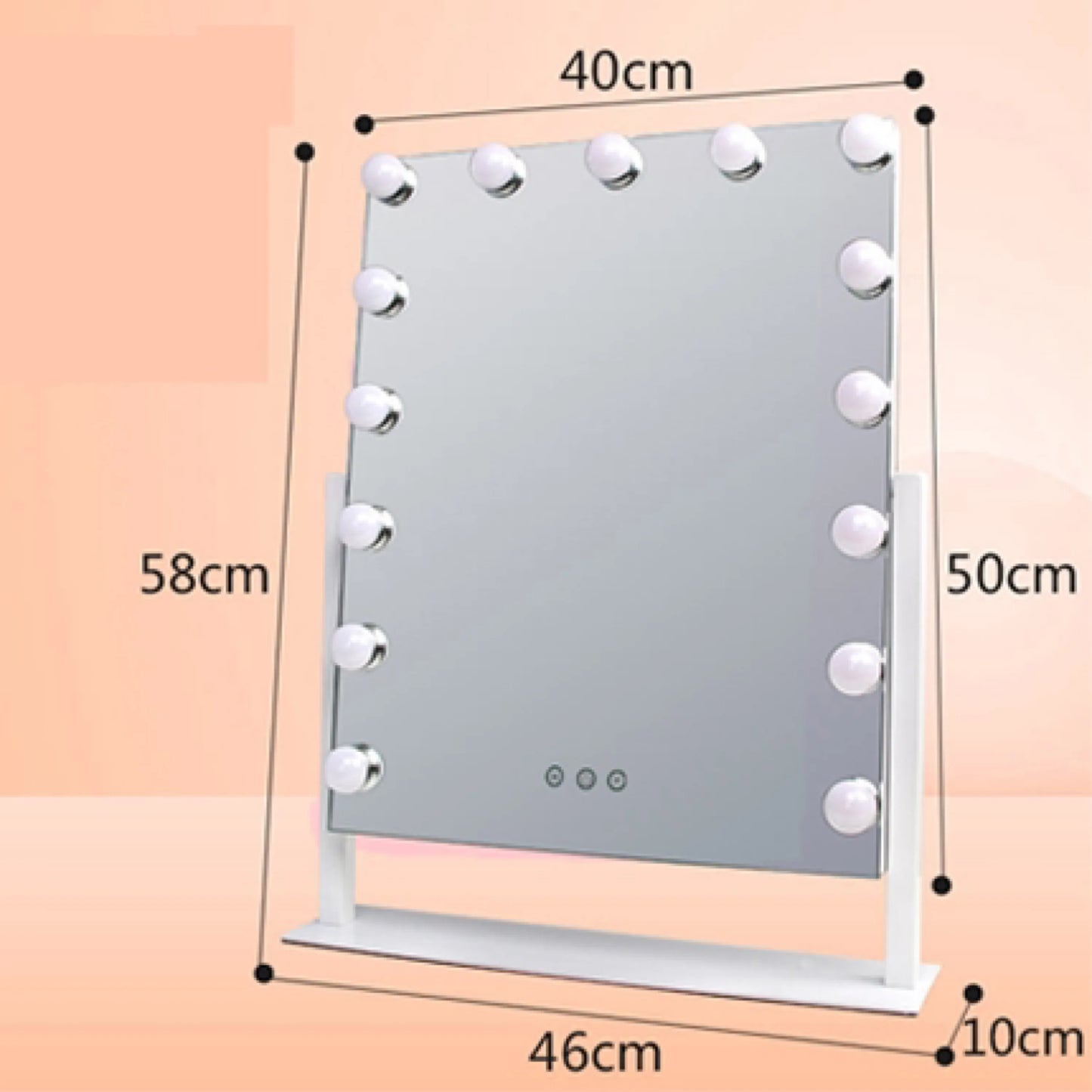 Vanity Mirror with 15 Dimmable LED Bulbs, 3-Color Modes, 15X Magnification, Touch Control