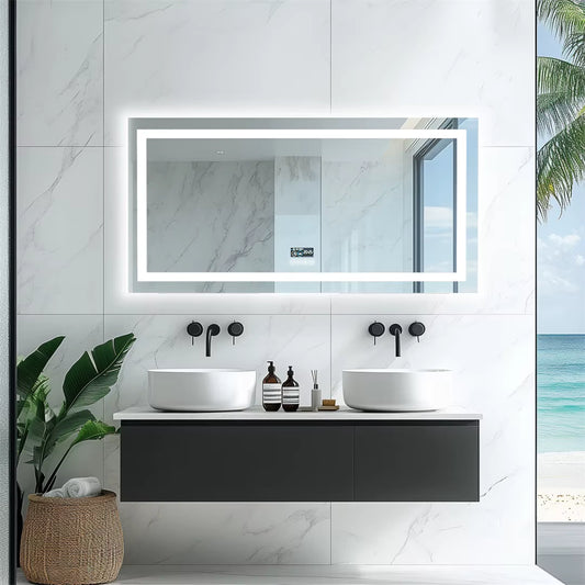 Extra Large Rectangle RGB Smart Mirror with Bluetooth & Date/Temperature Display